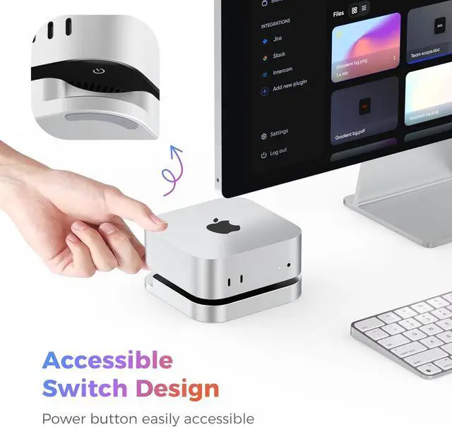 Alt view image 4 of 7 - Mac Mini M4 Dock with 40Gbps M.2 NVMe SSD Enclosure and USB C Docking Station Dual Monitor
