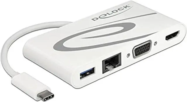 Main image of Docking Station USB C 3.1 HDMI 4K + VGA + LAN + USB Adapter White