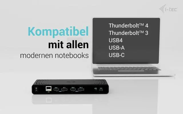 Alt view image 2 of 7 - i-tec Universal Docking Station Dual 4K Display - 2X DisplayPort and 2X HDMI, 5X USB Ports