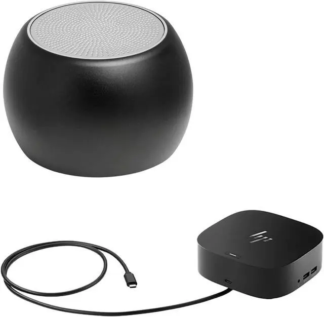Main image of HP G5 Mulitport Dock 100W, Three 4K Displays Supported for Business, DisplayPort and USB Hub Bundled with Bluetooth Mini U Speaker and Built-in Mic, 5 Hour Playback