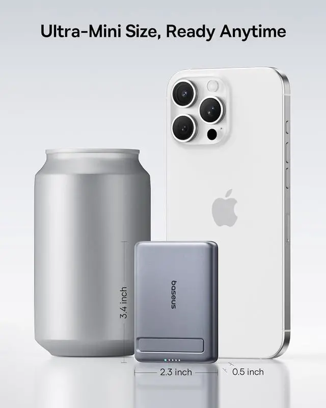 Alt view image 7 of 7 - Baseus 7 in 1 USB C to HDMI Adapter and mini 5000mAh Magsafe Power Bank