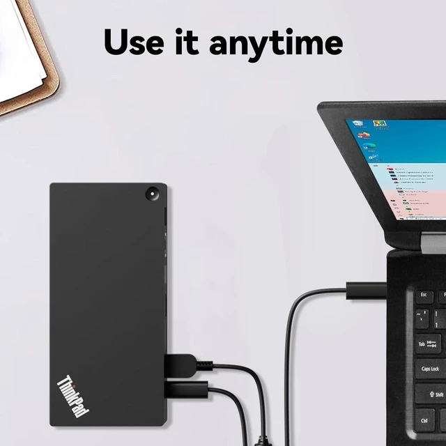 Alt view image 7 of 7 - Thinkpad 40AY0090 Universal Hybrid USB-C with USB-A Docking Station for Laptop, 3 External Displays, Comes with HDMI 4K Cable + DP Cable+ Cleaning Cloth