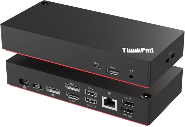 Main image of Thinkpad 40AY0090 Universal Hybrid USB-C with USB-A Docking Station for Laptop, 3 External Displays, Comes with HDMI 4K Cable + DP Cable+ Cleaning Cloth