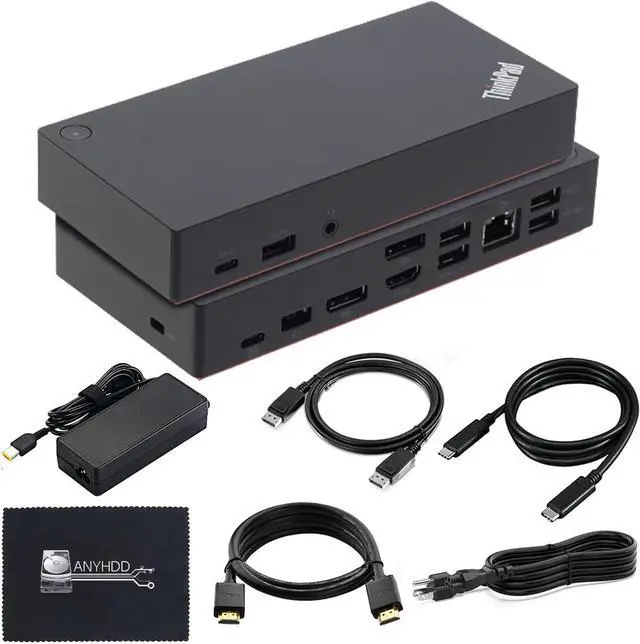 Main image of 40AS0090US Lenovo Thinkpad Docking Station Gen 2-1 Year Warranty, Lenovo Docking Station for Laptop with 90W Adapter, HDMI, USB-C, DisplayPort Cables & Cloth - Universal Thunderbolt 3 Dock