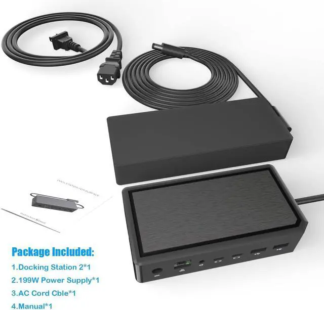 Alt view image 7 of 7 - Surface Dock 2 with 199W Power Supply, Compatible with Surface Laptop Studio 2/Studio/6/5/4/3/2+/2/1,Surface Pro 10/9/8/7+/7/X/6/5,Surface Laptop Go 3/2/1,Surface Go 4/3/2/1,Surface Book 2