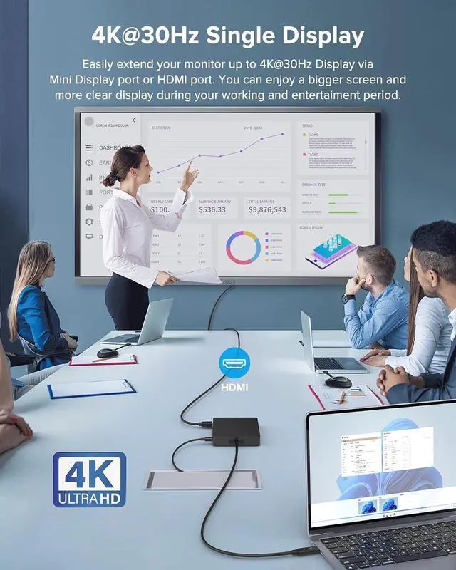 Alt view image 4 of 7 - WD15 USB C Docking Station,WD15 Monitor Dock Dual 4K or Single 5K Display with MiniDP, HDMI and VGA 1GB Ethernet, 3 USB 3.0,2 USB 2.0,Audio Compatible with Dell/MacBook/HP/Surface