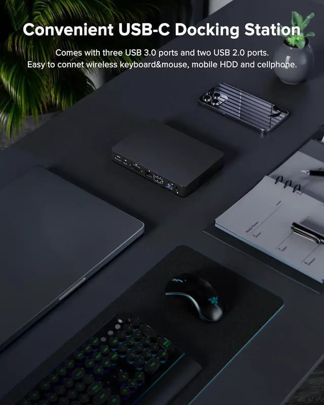 Alt view image 7 of 7 - WD15 USB C Docking Station,WD15 Monitor Dock Dual 4K or Single 5K Display with MiniDP, HDMI and VGA 1GB Ethernet, 3 USB 3.0,2 USB 2.0,Audio Compatible with Dell/MacBook/HP/Surface