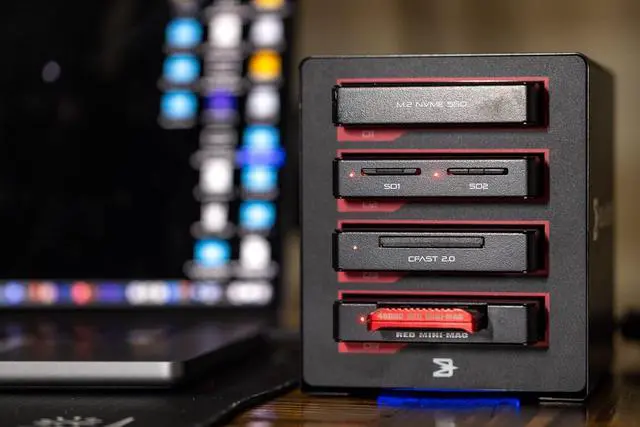 Alt view image 5 of 7 - Blackjet TX-4DS Thunderbolt 3 Cinema Dock System 4-Bay Media & SSD Dock for Professional Video Production, DIT & Post NVMe/SSD Workflow Thunderbolt 4 & USB4 Compatible Apple Mac & Windows