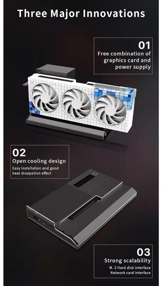 Alt view image 4 of 7 - Portable External GPU Enclosure - Aluminum eGPU Dock Station for Thunderbolt 3 & USB4, Supports PD 60W Charging, USB 4.0 40Gbps High-Speed Transfer