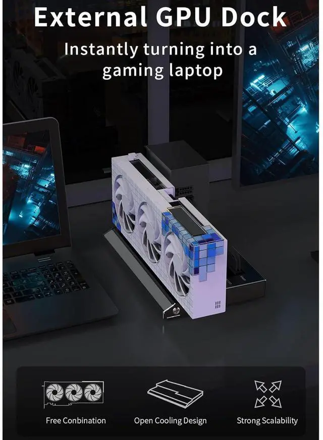 Alt view image 7 of 7 - Portable External GPU Enclosure - Aluminum eGPU Dock Station for Thunderbolt 3 & USB4, Supports PD 60W Charging, USB 4.0 40Gbps High-Speed Transfer