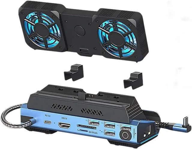 Main image of for Legion Go ROG Ally Steam Deck Dock 10 in 1 USB C Docking Station, Detachable Dual Cooling Fan, 4K 60Hz HDMI, Gigabit Ethernet, 4 USB 3.0, PD100W, M.2 NVMe, SD TF