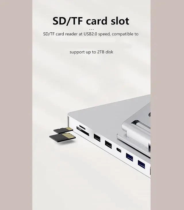Alt view image 6 of 7 - 10 in 1 Laptop Docking Station with 360 Degree Rotating Base Stand for Efficient Office Use and Device Connection Holder