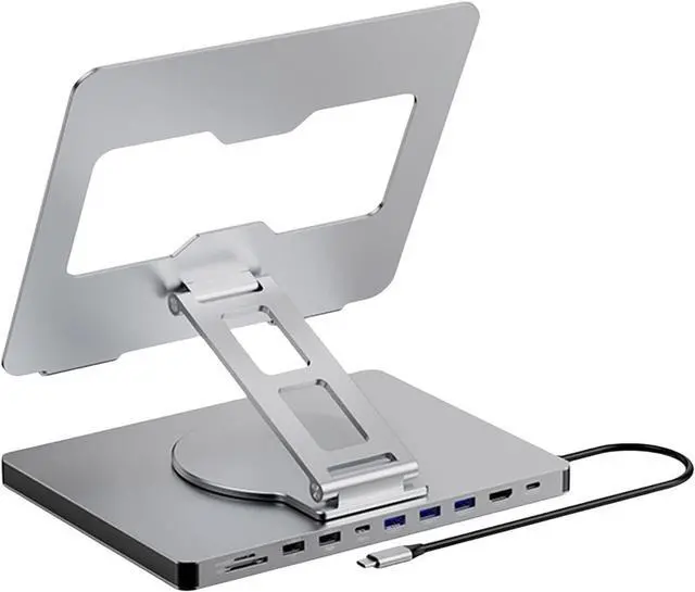 Alt view image 3 of 7 - 10 in 1 Laptop Docking Station with 360 Degree Rotating Base Stand for Efficient Office Use and Device Connection Holder