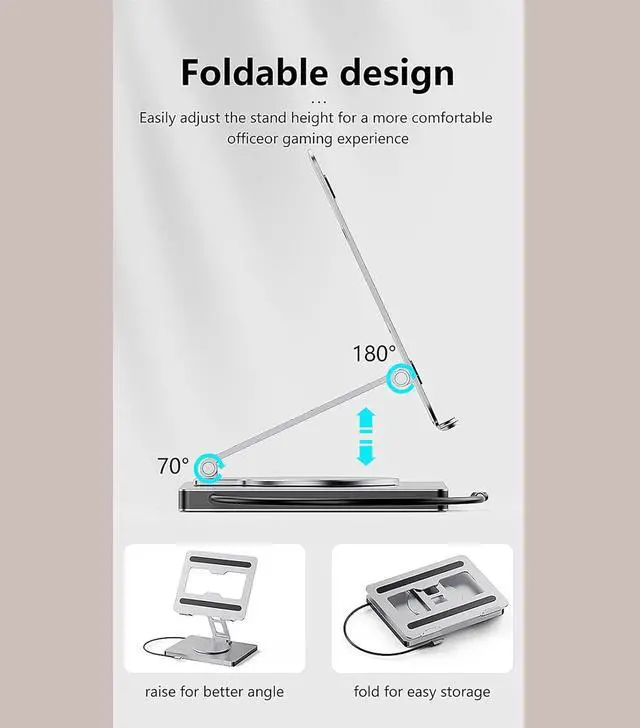 Alt view image 5 of 7 - 10 in 1 Laptop Docking Station with 360 Degree Rotating Base Stand for Efficient Office Use and Device Connection Holder