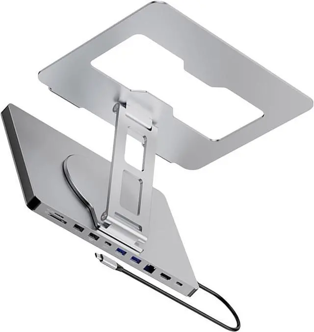 Main image of 10 in 1 Laptop Docking Station with 360 Degree Rotating Base Stand for Efficient Office Use and Device Connection Holder