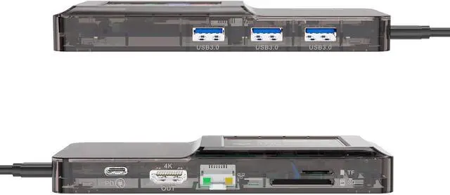 Alt view image 4 of 7 - 8 In1 USB C Docking Station 4K HDTV 100WPD Charging Gigabit Ethernet USB3.0 Port LCD Display For Computer Accessories Fast Charging Laptop Dock