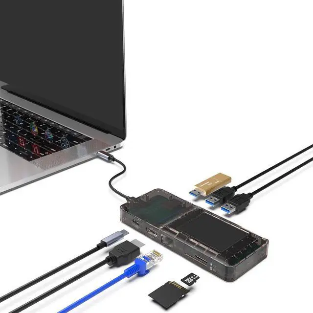 Alt view image 5 of 7 - 8 In1 USB C Docking Station 4K HDTV 100WPD Charging Gigabit Ethernet USB3.0 Port LCD Display For Computer Accessories Fast Charging Laptop Dock