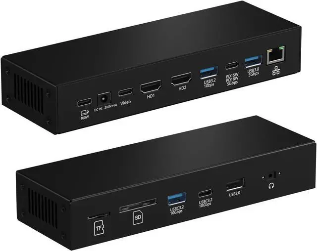 Main image of Laptop Docking Station, 15-in-1 USBC Docking Station, Triple Display with 2 x 4K HDMI and 1 x USB-C Video Port, 100W Charging for Laptop, 10 Gbps USB-C and 5 Gbps USB-A Data, Ethernet, SD