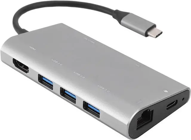 Alt view image 3 of 7 - 8 in 1 Multi Function USB C Docking Station with, Gigabit Ethernet, 3 USB3.0 Ports, Stable Transmission for Notebook Up to 4K x 2K Resolution