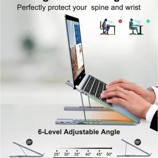 Alt view image 2 of 7 - 8-in-1 USB-C Laptop Stand, 8 in 1 USB C Laptop Docking Station Stand, Multi-Function 8-in-1 Laptop Stand, with 4k Video Output, USB 3.0, and Fast Charging, for Laptops, Tablets (5-in-1)