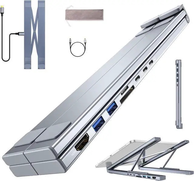 Main image of 8-in-1 USB-C Laptop Stand, 8 in 1 USB C Laptop Docking Station Stand, Multi-Function 8-in-1 Laptop Stand, with 4k Video Output, USB 3.0, and Fast Charging, for Laptops, Tablets (5-in-1)