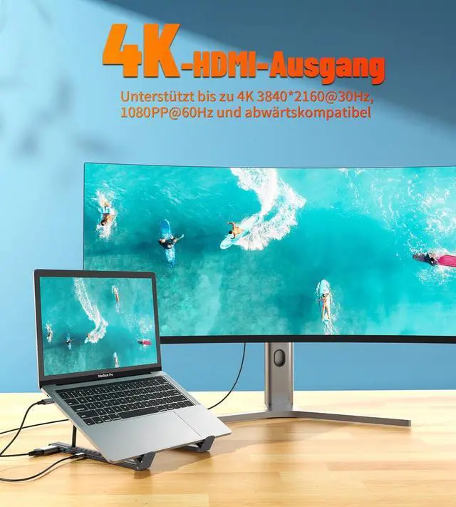 Alt view image 3 of 7 - 8-in-1 USB-C Laptop Stand, 8 in 1 USB C Laptop Docking Station Stand with 4k HDMI, 100w Pd, USB 3.0, SD/TF, Foldable Ergonomic Stand, Plug and Play for Travel, Office, Or Remote Work (2Pcs)