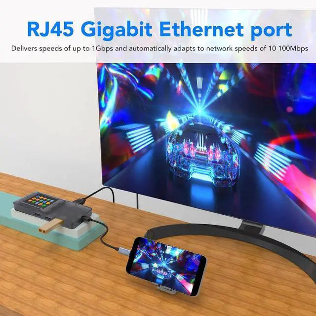Alt view image 4 of 7 - Laptop Docking Station, 8 in 1 Type C Hub with 4K HD Multimedia Interface Port, Ethernet 100W PD, USB 3.0 Ports, Memory Card Reader, LCD Screen, Fast Charging