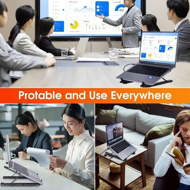 Alt view image 6 of 7 - Civilizek 8-in-1 USB-C Laptop Stand, Portable Tablet Stand with Docking Station USB-C Hub, Adjustable Multiport Adapter Dock Station with 4k HDMI, 2 USB 3.0, Pd 100w for Offices, Cafe