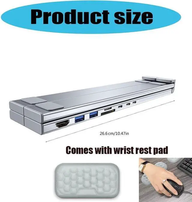 Alt view image 7 of 7 - Civilizek 8-in-1 USB-C Laptop Stand, Portable Tablet Stand with Docking Station USB-C Hub, Adjustable Multiport Adapter Dock Station with 4k HDMI, 2 USB 3.0, Pd 100w for Offices, Cafe