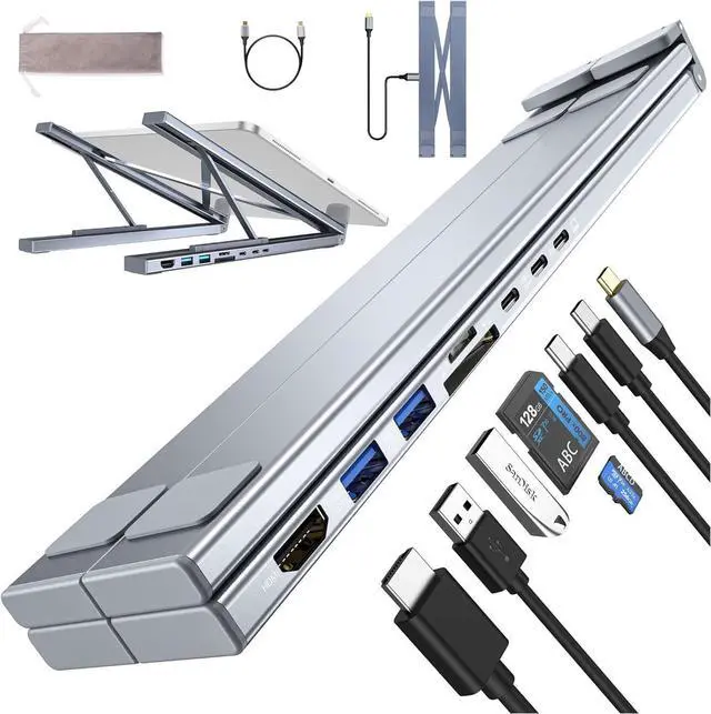 Main image of 8-in-1 USB-C Laptop Stand, 2025 New Upgraded Laptop Stand Docking Station, 4K HDMI Output, Ergonomic Elevation with 8 Essential Ports, 5Gbps USB-A & USB-C Ports (5 in 1)