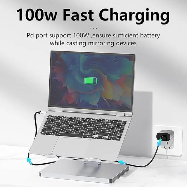 Alt view image 5 of 7 - 10 Port Laptop Docking Station and Folding Rising Base Holder and Comprehensive Device Protections Aluminum Stand