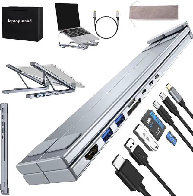 Main image of Civilized 8-in-1 USB-C Laptop Stand, Upgraded Miraclew Laptop Docking Station, Portable Type C Hubs Adapter with 4k HDMI, for Home Offices, Corporate Desks, and Cafés (8-in-1)