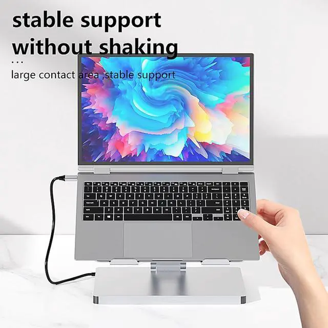 Alt view image 4 of 7 - 10 Port Laptop Docking Station and Folding Rising Base Holder and Comprehensive Device Protections Aluminum Stand