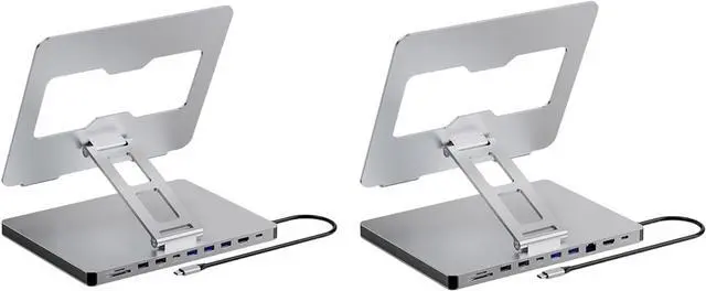 Alt view image 3 of 7 - 10 Port Laptop Docking Station and Folding Rising Base Holder and Comprehensive Device Protections Aluminum Stand