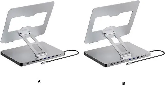 Alt view image 4 of 7 - 10 Port Laptop Docking Station and Folding Rising Base Holder and Comprehensive Device Protections Aluminum Stand