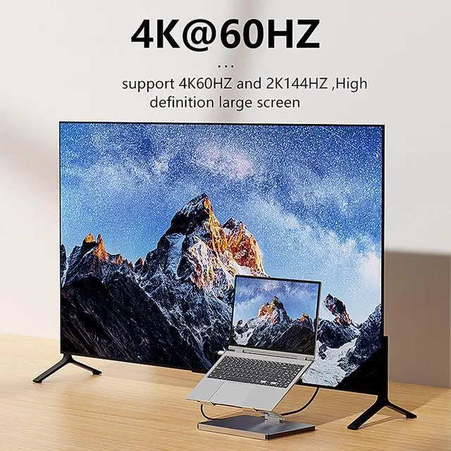 Alt view image 7 of 7 - 10 Port Laptop Docking Station and Folding Rising Base Holder and Comprehensive Device Protections Aluminum Stand