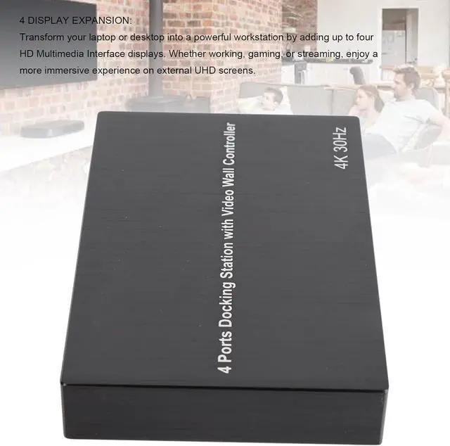 Alt view image 5 of 7 - USB 3.0 to Quad HDMI Adapter, USB 3.0 to HDMI Hub Adapter Replacement, 4K30Hz X 2 1080P 60Hz X 2 4 Ports Docking Station (US Plug)