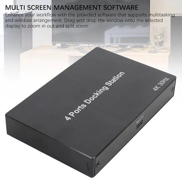 Alt view image 4 of 7 - USB 3.0 to HDMI Adapter, Laptop Docking Station 4 Monitors, 1080P 60Hz x2 4K 30Hz x2, HDMI Splitter Extender, for Monitor, PC, Laptop, Desktop (US Plug)