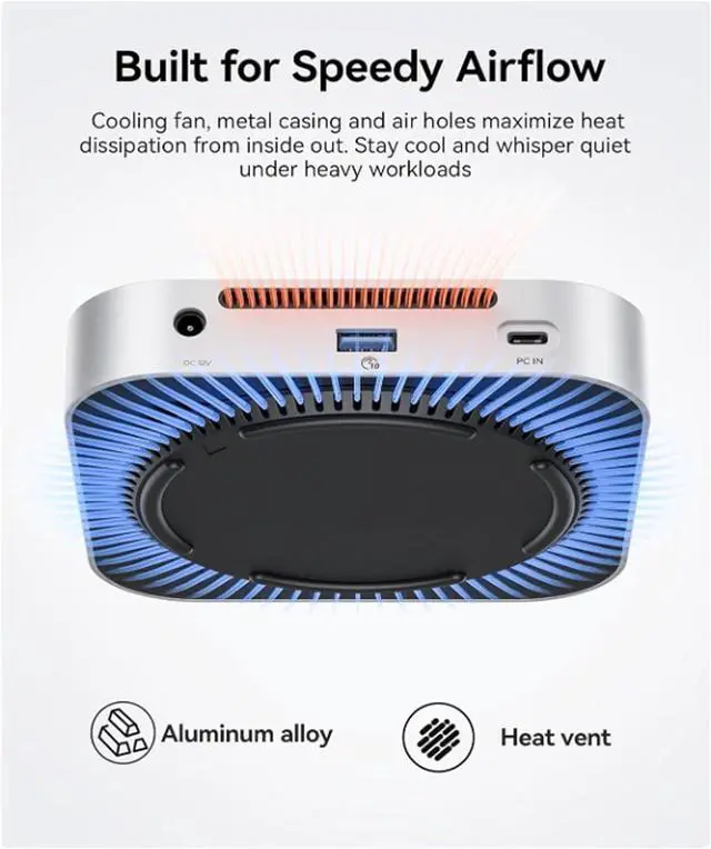 Alt view image 7 of 7 - Mini Dock with Dual M.2 SSD Slots, 40Gbps Thunderbolt 4 Hub, 8TB Storage for NVMe PCIe 4.0, 3x10Gbps USB A Ports, SD Card Reader, Aluminum Stand Base & Cooling Kit (US)