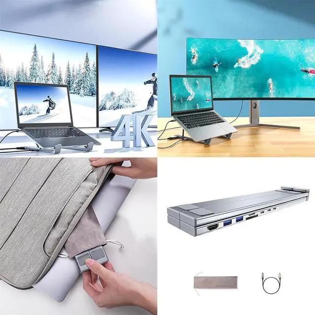 Alt view image 2 of 7 - Civilized 8-in-1 USB-C Laptop Stand, Upgraded Miraclew Laptop Docking Station, Portable Type C Hubs Adapter with 4k HDMI, for Home Offices, Corporate Desks, and Cafés (8-in-1)