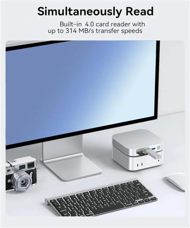 Alt view image 3 of 7 - Mini Dock with Dual M.2 SSD Slots, 40Gbps Thunderbolt 4 Hub, 8TB Storage for NVMe PCIe 4.0, 3x10Gbps USB A Ports, SD Card Reader, Aluminum Stand Base & Cooling Kit (US)