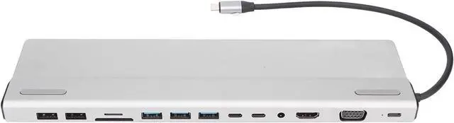 Alt view image 5 of 7 - 14 in 1 Type C Docking Station, Multi Port Expansion with 3 USB3.0, 2 USB2.0, PD, Storage Card, Memory Card, HD Multimedia Interface, VGA, RJ45, AUDIO3.5, 2 USB C