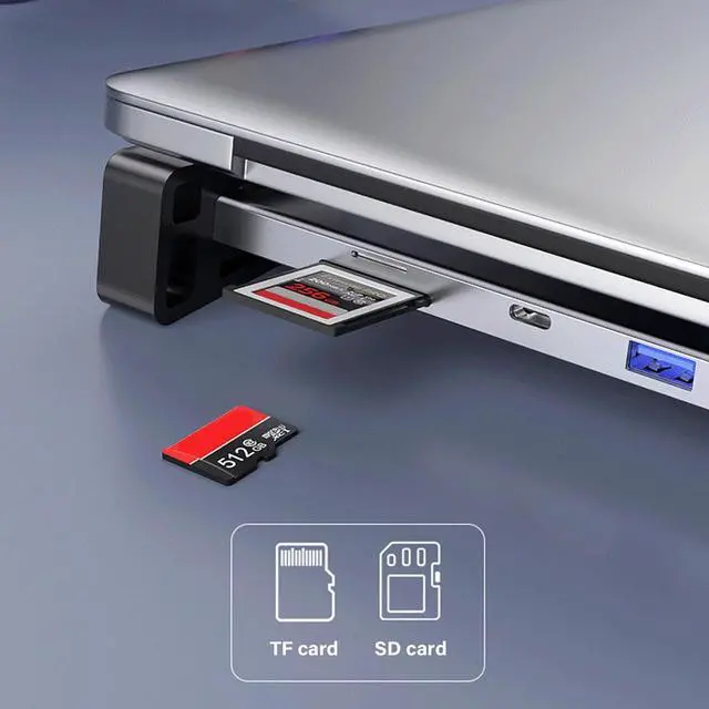 Alt view image 7 of 7 - 9 Port USB C Adapter for EFFICIENT Connection with Rj45 Ethernet 1000Mbps PD100W 4K60hz Video and Memory Card Slots