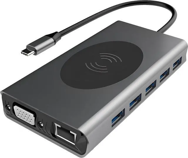 Main image of FixtureDisplays® 14 in 1 USB C Docking Station Dual Monitor Triple Display USB C Hub Multiple Adapter with 2 HDMI, 5 USB 3.0, Audio, SD/TF Card Reader, PD,VGA,RJ45 15794-NPF