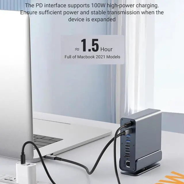 Alt view image 6 of 7 - Connecting More with 15 in 1 USB C Docking Station Completely with Double HDTV VGA Highly Speed Charging 3.5mm Port
