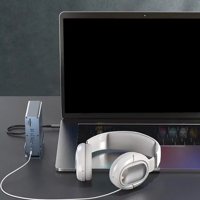 Alt view image 2 of 7 - Connecting More with 15 in 1 USB C Docking Station Completely with Double HDTV VGA Highly Speed Charging 3.5mm Port