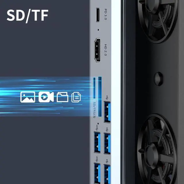 Alt view image 2 of 7 - 4K@60Hz 10 in 1 Docking Station with Dual RBG Cooling Fans for Steam Deck Upgrade