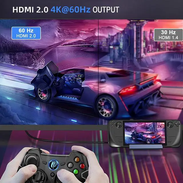 Alt view image 5 of 7 - 6 in 1 Steam Deck Docking Station, YMY Multiport Steam Deck Dock with HDMI 2.0 4K@60Hz, Gigabit Ethernet, 3 USB-A 3.0 and Full Speed Charging USB-C Port Compatible with Valve Steam Deck