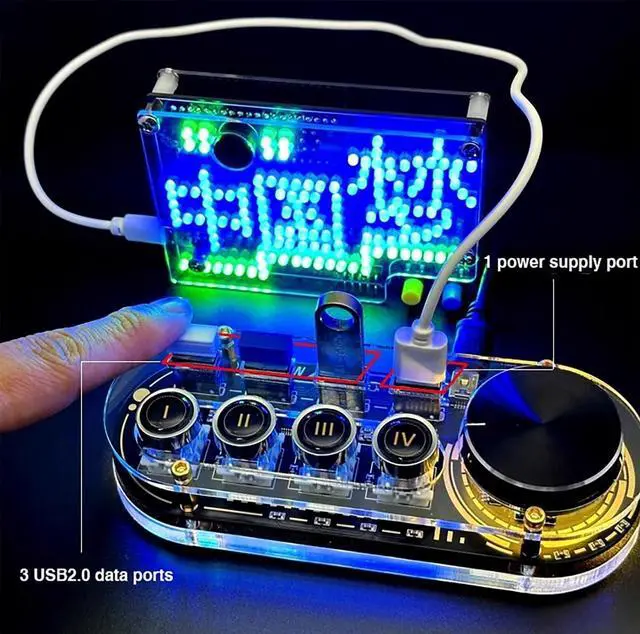 Alt view image 4 of 6 - USB Docking Station, HUB Docking Station Multimedia Audio Controller Night Light with 3 USB2.0 Ports 1 USB Power Port USB Volume Control Knob (Emoji Keycaps)
