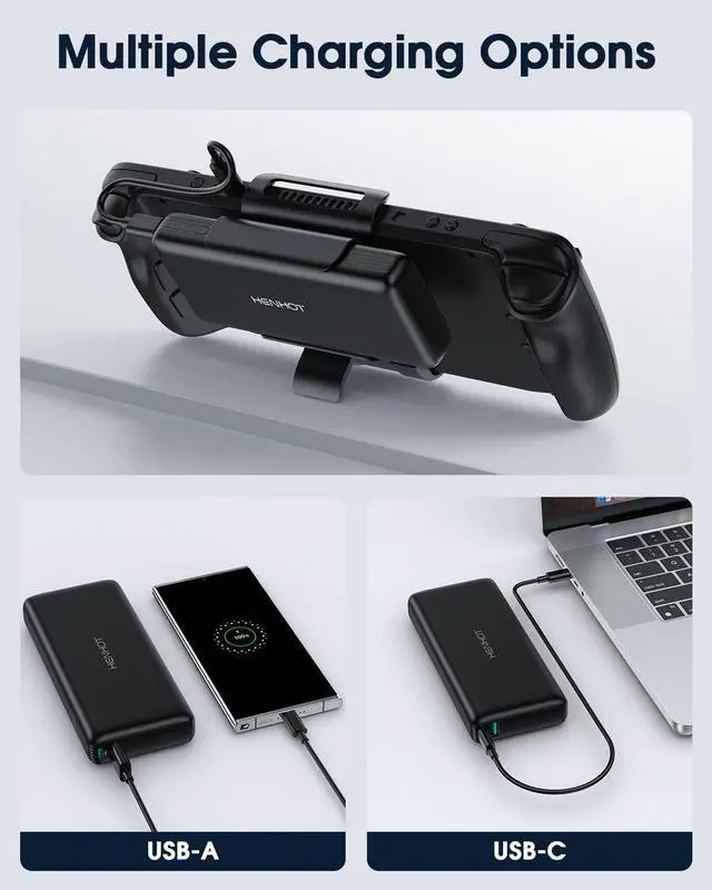 Alt view image 2 of 7 - 65W Power Bank Compatible with Steam Deck/OLED, Laptop Power Bank 20000mAh PD 3.0 Portable Battery Bank with Removable Back Mount, External Battery Pack for MacBook, Dell, Lenovo, Asus